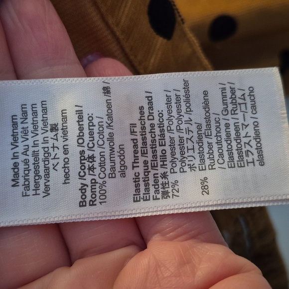 Corduroy Sweetheart Smocked-Back Top in Dot Button Frony Smocked Sleeve Size 10 - Picture 9 of 9